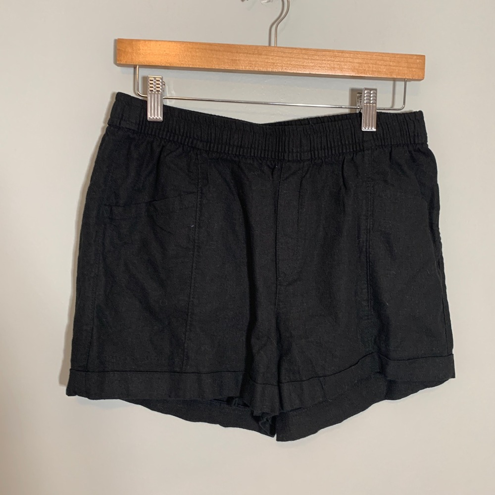 Old Navy Black High Rise Linen Blend Pull On Shorts Womens Small